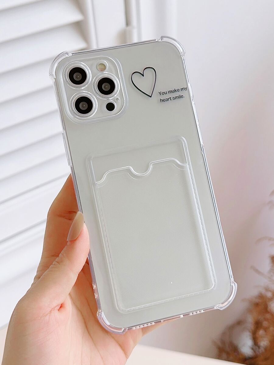 Heart Pattern Anti-fall Phone Case With Card Slot - Multicolor - View 1