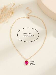 1 件女士心型吊墜項鍊 - 彩色 - 查看 3