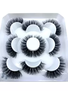 HBZGTLAD New 5pairs 8-25mm Natural 3D False Eyelashes Fake Lashes Makeup Kit Mink Lashes Extension Mink Eyelashes Thick Curly False Eyelashes Strip Lashes, Lashes, Eyelashes, Fake Lashes - 黑色 - 查看 1