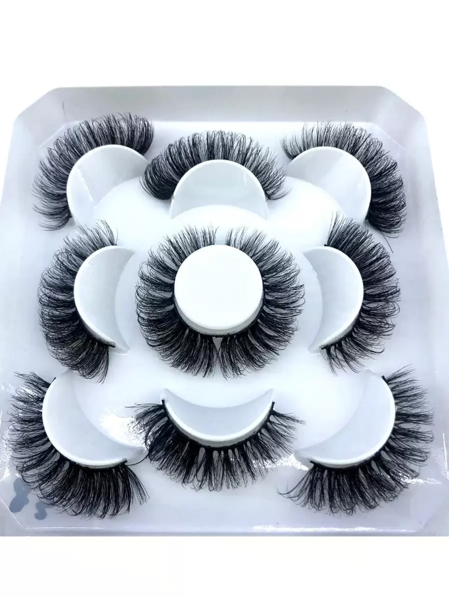 HBZGTLAD New 5pairs 8-25mm Natural 3D False Eyelashes Fake Lashes Makeup Kit Mink Lashes Extension Mink Eyelashes Thick Curly False Eyelashes Strip Lashes, Lashes, Eyelashes, Fake Lashes - 黑色 - 查看 1