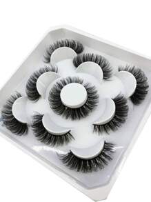 HBZGTLAD New 5pairs 8-25mm Natural 3D False Eyelashes Fake Lashes Makeup Kit Mink Lashes Extension Mink Eyelashes Thick Curly False Eyelashes Strip Lashes, Lashes, Eyelashes, Fake Lashes - 黑色 - 查看 3