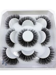 HBZGTLAD New 5pairs 8-25mm Natural 3D False Eyelashes Fake Lashes Makeup Kit Mink Lashes Extension Mink Eyelashes Thick Curly False Eyelashes Strip Lashes, Lashes, Eyelashes, Fake Lashes - 黑色 - 查看 4