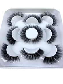 HBZGTLAD New 5pairs 8-25mm Natural 3D False Eyelashes Fake Lashes Makeup Kit Mink Lashes Extension Mink Eyelashes Thick Curly False Eyelashes Strip Lashes, Lashes, Eyelashes, Fake Lashes - 黑色 - 查看 5