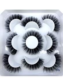 HBZGTLAD New 5pairs 8-25mm Natural 3D False Eyelashes Fake Lashes Makeup Kit Mink Lashes Extension Mink Eyelashes Thick Curly False Eyelashes Strip Lashes, Lashes, Eyelashes, Fake Lashes - 黑色 - 查看 6