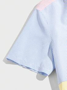 Manfinity VCAY 男士條紋印花撞色襯衫 - 淺粉色 - 查看 3