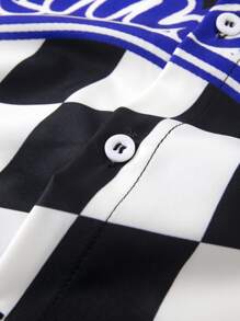 ROMWE MEN Street Life Hombres Camisa de cuadros & con estampado de fuego - Multicolor - Ver 5