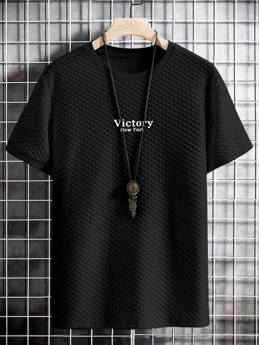 Manfinity Homme Men Letter Graphic Tee - Black - View 1