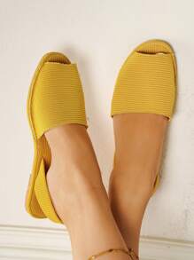 時尚涼鞋適用於女士針腳細節魚嘴露跟涼鞋 - 黃色 - 查看 3