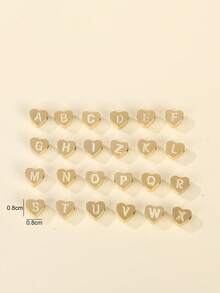 1 pieza con diseño de letra con diseño de corazón cuenta - Amarillo Oro - Ver 3