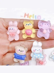 10 件混合透明卡通熊和兔子装饰，适用于 DIY 耳环、发夹、文具、手机壳、钥匙扣、杯子、鞋子、冰箱贴、珠宝制作用品 - 彩色 - 查看 8