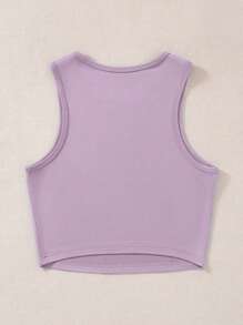 SHEIN Qutie Floral & Slogan Graphic Crop Tank Top - Lilac Purple - View 2