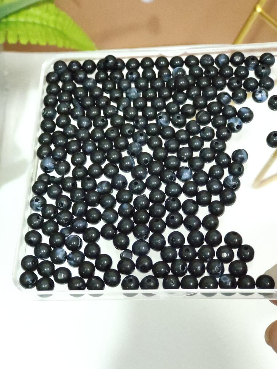 40pcs/set Polyresin Bead Decoration, Modern Solid Color Yellow DIY Decoration For Party - Black - View 1