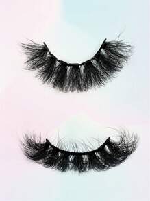 1对20毫米蓬松浓密俄式假睫毛，采用仿貂毛制成，自然柔软，打造迷人双眸 - 黑色 - 查看 6