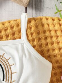 SHEIN Đầm em bé Thêu Khối Màu Giải trí - Nhiều màu - Xem 3