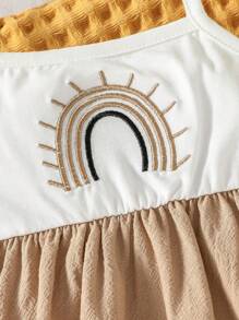 SHEIN Đầm em bé Thêu Khối Màu Giải trí - Nhiều màu - Xem 4