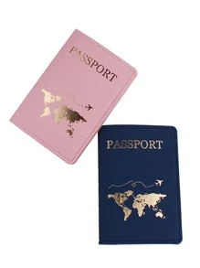 2 件套圖案護照套旅行護照夾護照錢包學校用品學校用品學校用品學生護照套護照袋護照袋飛行返校男女旅行必需品旅行配件度假配飾節日旅行配件套裝女士禮品情侶禮物 - 彩色 - 查看 2