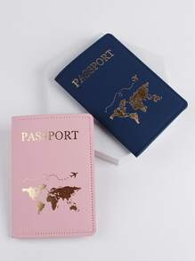 2 件套圖案護照套旅行護照夾護照錢包學校用品學校用品學校用品學生護照套護照袋護照袋飛行返校男女旅行必需品旅行配件度假配飾節日旅行配件套裝女士禮品情侶禮物 - 彩色 - 查看 4