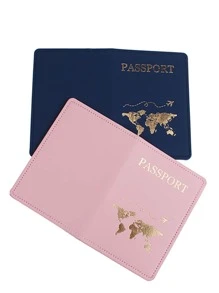 2 件套圖案護照套旅行護照夾護照錢包學校用品學校用品學校用品學生護照套護照袋護照袋飛行返校男女旅行必需品旅行配件度假配飾節日旅行配件套裝女士禮品情侶禮物 - 彩色 - 查看 6