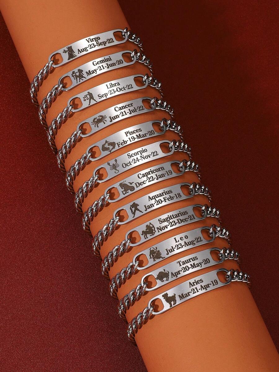 戒指和鏈條裝飾手鍊 - 銀色 - 查看 1