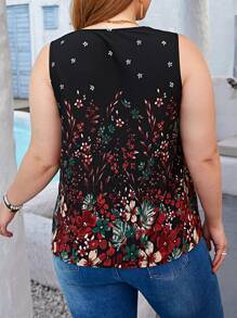 EMERY ROSE 大碼印花蕾絲拼接背心上衣 - 彩色 - 查看 2