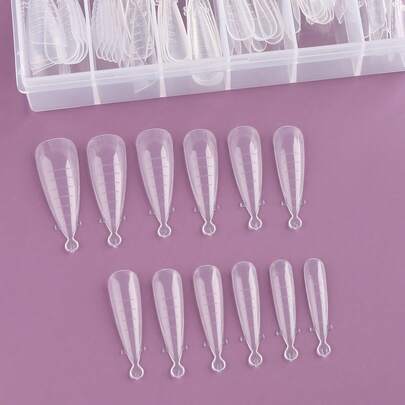 FULL BEAUTY 用1盒尖頭透明指甲延伸形態增強器，在家DIY指甲沙龍指甲增長壓貼指甲墊，美麗魅力由此開始，指甲供應材料