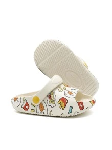 Boys Cartoon Duck Graphic Vented Clogs, EVA Slingback Fashion Clogs - White - View 5