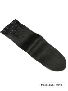 12pcs/Set Long Straight Hair Extension High Tempreture 22inch Synthetic Hairpiece Clip In Synthetic Hair Extensions For Women #1B - Black - View 3