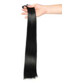 12pcs/Set Long Straight Hair Extension High Tempreture 22inch Synthetic Hairpiece Clip In Synthetic Hair Extensions For Women #1B - Black - View 4