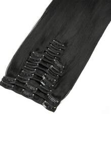 12pcs/Set Long Straight Hair Extension High Tempreture 22inch Synthetic Hairpiece Clip In Synthetic Hair Extensions For Women #1B - Black - View 7