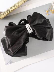 1 Nữ Nơ & Ngọc Trai Giả Trang Trí Vuốt Tóc Thời Trang Trang Trí Tóc - màu đen - Xem 3