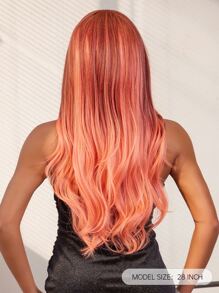 HAIRCUBE Nữ Tóc Giả 28 Inch Ombre Hồng Dài Xoăn Lượn Sóng Tóc Giả Chia Tay Giữa Tóc Tổng Hợp - Ombre - Xem 2