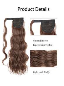 波浪馬尾掉發條- 24英寸長波浪卷曲包裹式馬尾熱阻合成髮品，適用於女性