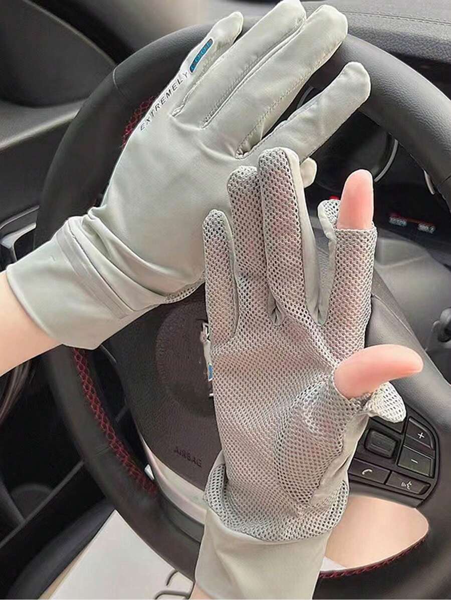 1Pair Women Grey Protection Fashion Gloves For Summer