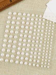 1pc Faux Pearl Assorted Sticker, Simple Multi-purpose Sticker For DIY Craft, Decoration, Hand Account - Beige - View 1