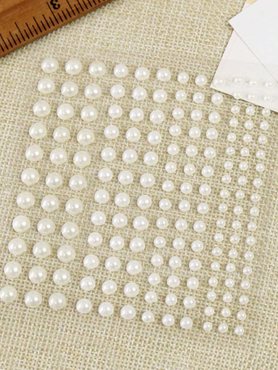 1pc Faux Pearl Assorted Sticker, Simple Multi-purpose Sticker For DIY Craft, Decoration, Hand Account - Beige - View 1
