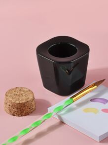 klimonla 1个黑色陶瓷水晶杯玻璃杯带盖，刷子清洗杯 - 黑色 - 查看 4
