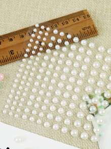 1pc Faux Pearl Assorted Sticker, Simple Multi-purpose Sticker For DIY Craft, Decoration, Hand Account - Beige - View 5