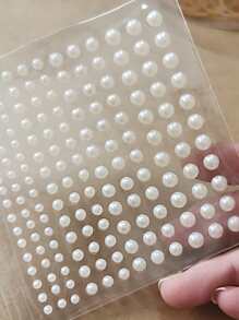 1pc Faux Pearl Assorted Sticker, Simple Multi-purpose Sticker For DIY Craft, Decoration, Hand Account - Beige - View 6