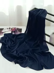 1 khăn quàng cổ màu trơn thời trang cho nữ để trang trí hàng ngày - Màu xanh hải quân - Xem 1