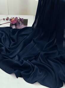 1 khăn quàng cổ màu trơn thời trang cho nữ để trang trí hàng ngày - Màu xanh hải quân - Xem 3