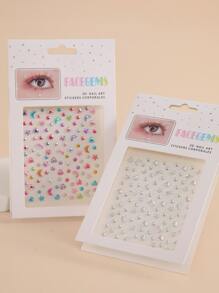 Party Joy 2 Sheets Silver White 3d Imitation Gemstone Face Sticker With Stars And Moon Design For Diy Makeup And Party Decoration