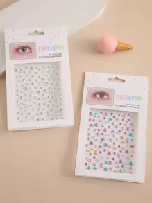 Party Joy 2 Sheets Silver White 3d Imitation Gemstone Face Sticker With Stars And Moon Design For Diy Makeup And Party Decoration