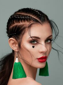 黑愛混珍珠立體模擬寶石臉鑽石貼 Diy 化裝舞會眼臉裝飾鑽石貼 1 張 - 彩色 - 查看 3