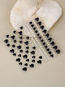 黑愛混珍珠立體模擬寶石臉鑽石貼 Diy 化裝舞會眼臉裝飾鑽石貼 1 張 - 彩色 - 查看 5