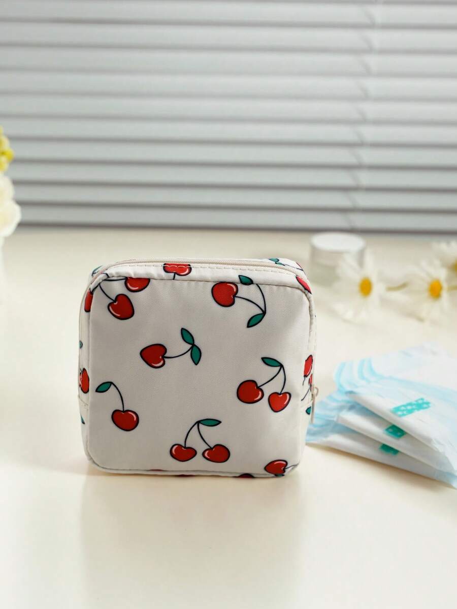 櫻花圖案衛生巾收納袋，衛生巾包衛生袋衛生護墊袋，學校補給用品學習用品大學宿舍必備品，旅行便携，適用於年輕女孩、女性、女士、學生衛生袋零錢包迷你化妝包巾袋週期包迷你包女性禮物女孩禮物女朋友禮物旅遊必備品女士旅行組織袋女士旅行配件 - 彩色 - 查看 1