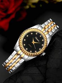 Chance 2 件时尚商务石英女士手表，搭配蝴蝶结和钻石首饰手链套装，适合节日、派对、婚礼和日常佩戴，是送给女性的最佳礼物。 - 金色 - 查看 3