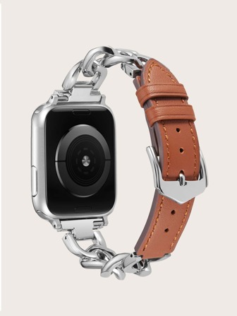 1pc Chain Design Stainless Steel Watchband Compatible With Apple Watch