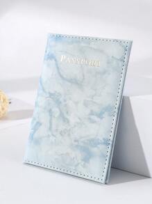 时尚大理石图案卡片夹 - 便携式旅行护照套 - 轻便双折套 度假配件 适合假期 旅行用品 旅行组织者 旅行用品 旅行钱包 护照夹 护照钱包 海滩度假包 夏季圣诞假期 - 藍白色 - 查看 2