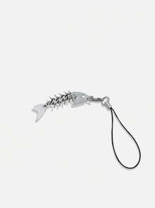 鱼骨设计手机挂绳礼物，适合母亲、家人、朋友、生日、节日手机挂饰、手机链 - 銀色 - 查看 1