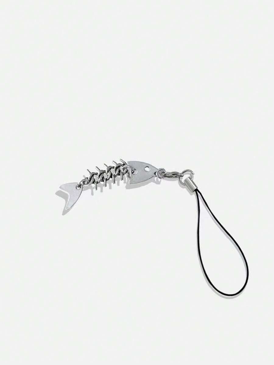 鱼骨设计手机挂绳礼物，适合母亲、家人、朋友、生日、节日手机挂饰、手机链 - 銀色 - 查看 1